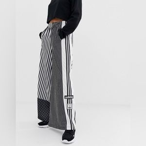 adidas Originals Black and White Wide Leg Tearaway Pants